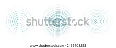 Concentric ripple circles line. Radial signal, sonar wave, soundwave icon isolated on white background. Touch effec. Round circular signal