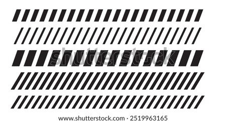 Slash line border, diagonal lines. Divider strip Tilt strip geometric abstract border. Diagonal grid. Geometric dashed tape