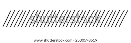 Slash line doodle border, diagonal lines. Divider strip Tilt strip geometric abstract border. Diagonal grid. Geometric dashed tape