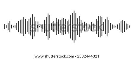 Sound wave or voice message waveform. Podcast, media record, radio signal. Decibel audio record icon isolated on white background. Equalizer line