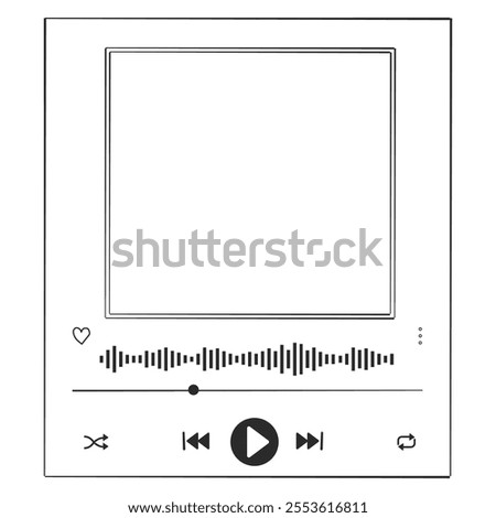 Music or video play interface bar icon, voice record display. Podcast playlist, play button. Song simple equalizer, record.