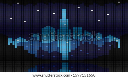 Night city illustration with lighting windows for wallpaper or website background 