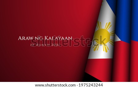 Philippines Independence Day Background Design. Translate : Independence Day, 12 June 2021. Banner, Poster, Greeting Card. Vector Illustration.
