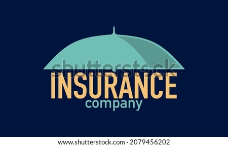Elegant Modern Insurance Company Logo with Umbrella Illustration. Green Umbrella Logo Template Concept.