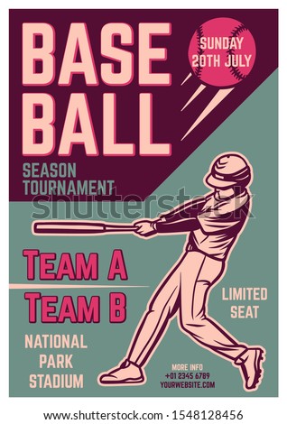 vintage brochure leaflet flyer poster baseball tournament template