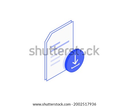 Download document, doc, a4 list, file isometric illustrate 3d vector icon. Modern creative design illustration in flat line style.