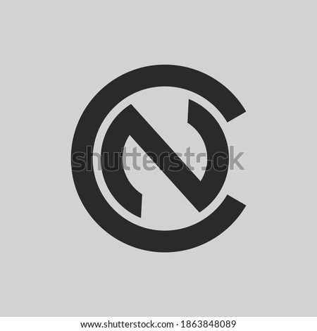 initial letter logo N inside circle shape, CN, NC, N inside C rounded upper case black monogram