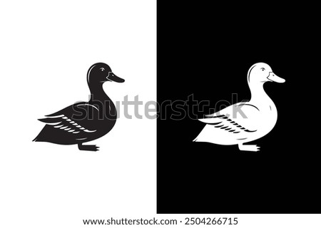 Duck Icon silhouette Flat Design. Simple duck icon design template vector