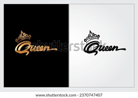 Queen Vector Logo Template. Luxurious royal logo template suitable for businesses and product names, luxury industry like hotel, wedding, boutique, etc.