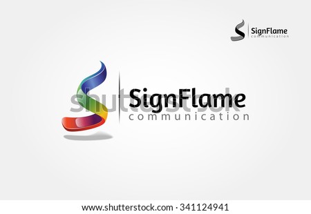 Sign Flame Communication Vector Logo Template. Creative 3D abstract vector logo design with shiny effect. this object look like flames and letter of S put on white background.