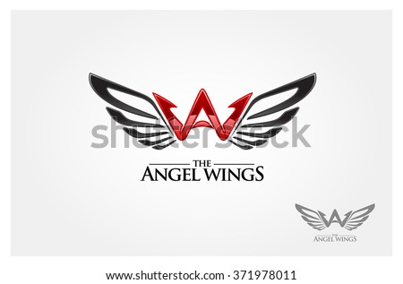 The Angel Wings Vector Logo Illustration. A letter logo design template. Angel wing vector unusual letter. Vector design template elements for your application or company.