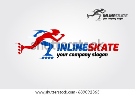 Inline skate sport logo template. The logo is very simple and clean. 