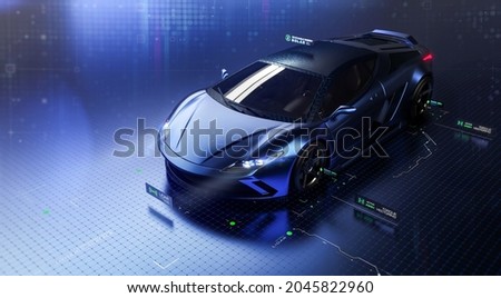 The technology behind modern cars - futuristic  - 3d rendering