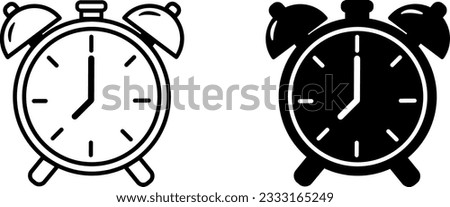 Alarm clock icons. Wake-up time for School and Work. Vector illustration