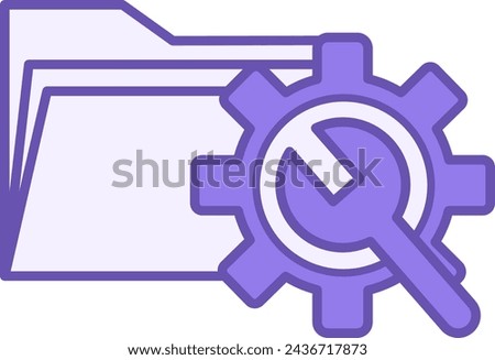 Colored Testing Icon. Vector Icon of Computer Folder, Gear, and Wrench. Programming and Coding Concept