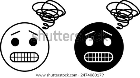 Anxious icons. Black and White Vector Icons. Person with Anxious Emotions. Mental disorder, Mental Health. Mood Concept