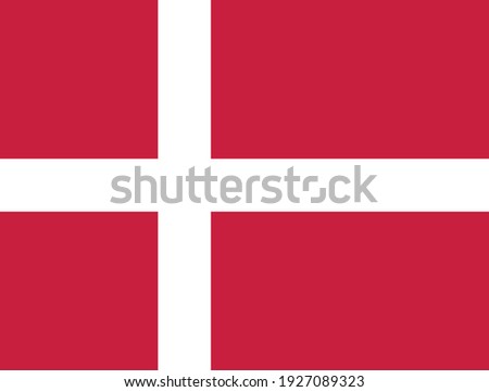 Flat vector flag of the Kingdom of Denmark. The aspect ratio of the flag is 28: 37. Red rectangular canvas with a white cross.