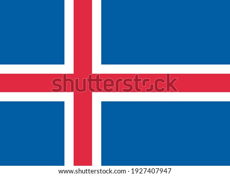 Flat vector flag of the island state of Iceland. The aspect ratio of the flag is 18: 25. A blue rectangular canvas with a red cross edged in white.