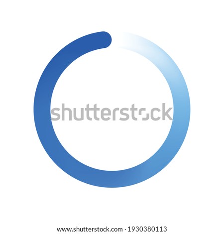Data loading icon, waiting for the program. Vector image of the file upload. Gradient circle from light to dark blue.
