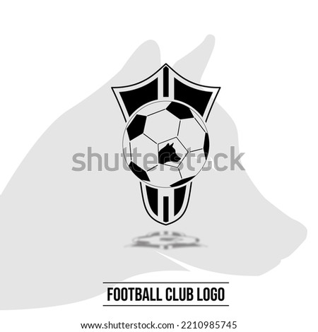 Football club logo with wolf philosophy in the center of the ball and modern shield