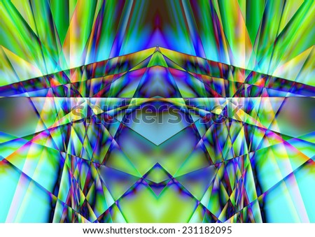 Full-Color Abstract Geometric Symmetrical Background, Green, Orange ...