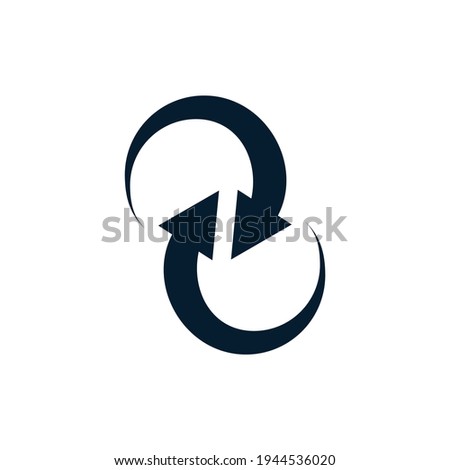 Arrows in a circle. The concept of replacement by movement, teamwork, communication. Vector icon isolated on white background.