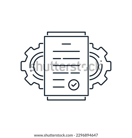 Concept of technical data, business efficiency, paperwork process. vector icon isolated on white background.