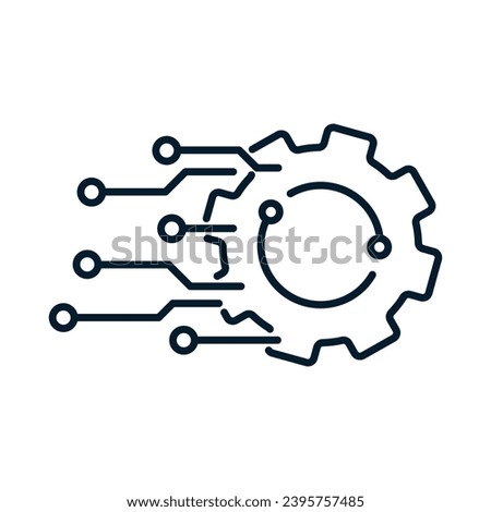 Concept automation, modernization. Vector linear icon isolated on white background.