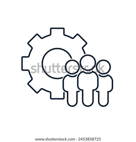 Technical management group concept. Vector linear icon isolated on white background.