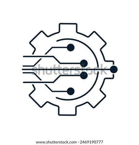 The concept of the introduction of digital technologies in the industry. Vector icon isolated on white background.