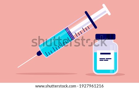 Vaccine vector illustration - Syringe and vial ready to be injected.