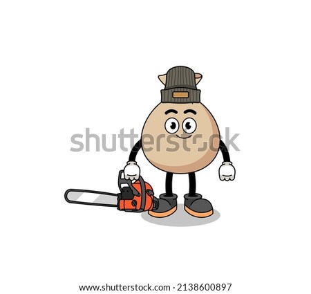 money sack illustration cartoon as a lumberjack , character design