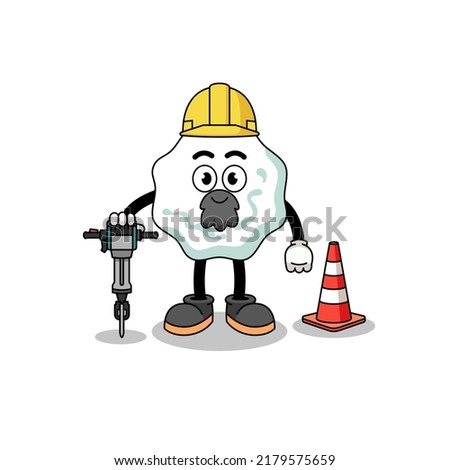 Character cartoon of chewing gum working on road construction , character design