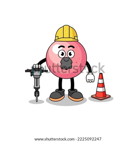 Character cartoon of gum ball working on road construction , character design