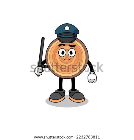 Cartoon Illustration of wood grain police , character design