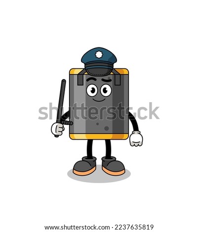 Cartoon Illustration of punching bag police , character design