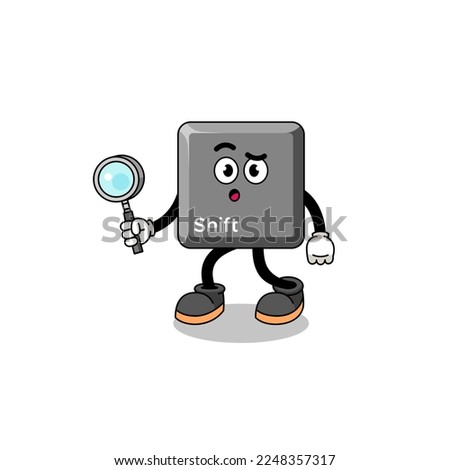 Mascot of keyboard shift key searching , character design
