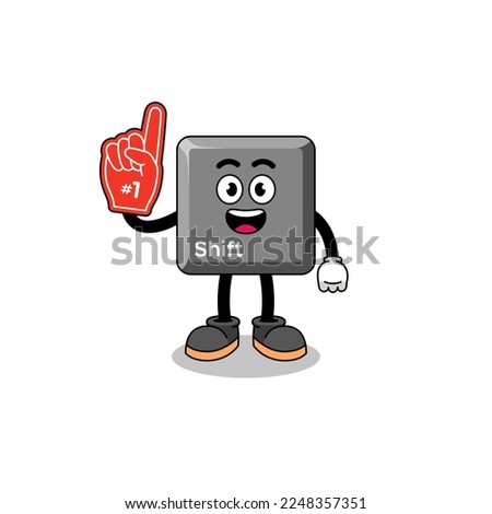 Cartoon mascot of keyboard shift key number 1 fans , character design