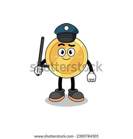 Cartoon Illustration of swiss franc police , character design