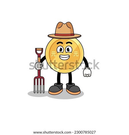 Cartoon mascot of chinese yuan farmer , character design