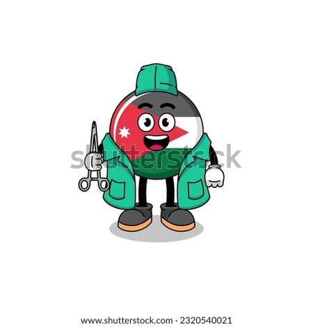 Illustration of jordan flag mascot as a surgeon , character design