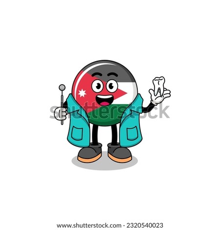 Illustration of jordan flag mascot as a dentist , character design