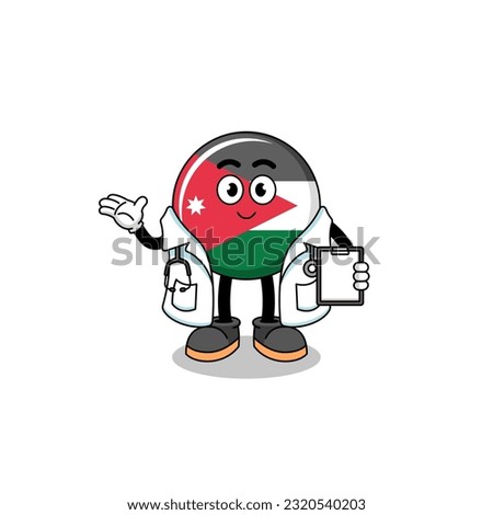 Cartoon mascot of jordan flag doctor , character design