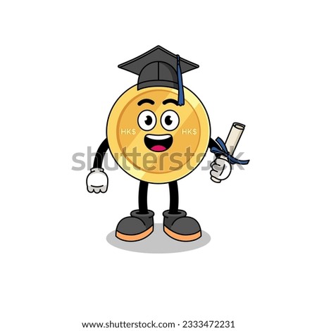hong kong dollar mascot with graduation pose , character design