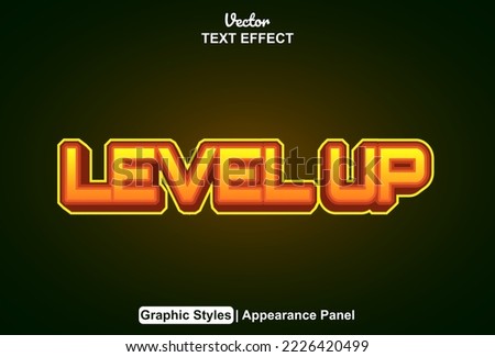 level up text effect with graphic style and editable.