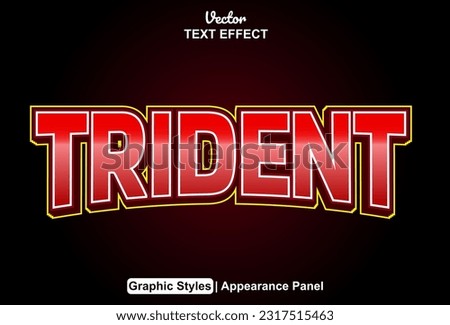 trident text effect with red graphic style and editable.