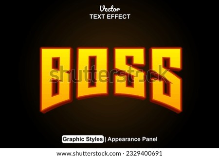 boss text effect with orange color graphic style editable.
