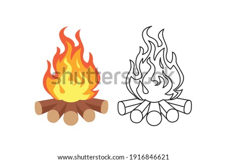 Camping Bonfire Fill Outline Icon