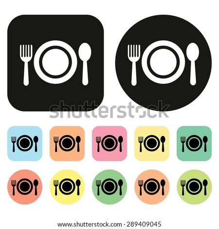 Food sign. Food symbol. Food icon. Spoon and Fork icon. Dish icon. Vector