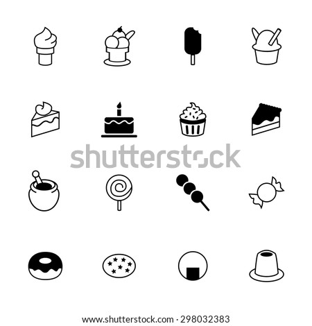 Set of black dessert icons. Dessert icon. Vector